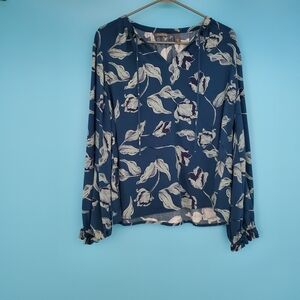 Any Body Blouse Size Small Floral Long Sleeve V-Neck